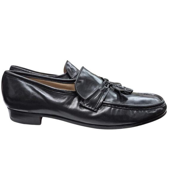 Vintage Mens Bally Tassel Loafers Black Leather Sz 11N Talbot Made in Italy main image 5
